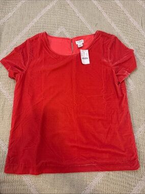 NWT J.Crew XS Coral Short Sleeve Blouse Keyhole Back Top